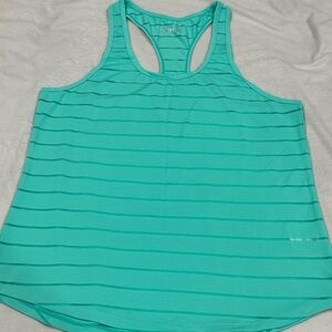 Zyia Activewear size Medium Havanna Aqua Green racer back striped tank top